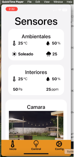 Página de Inicio de la APP